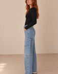 Washed Denim Lottie Straight Leg Jeans