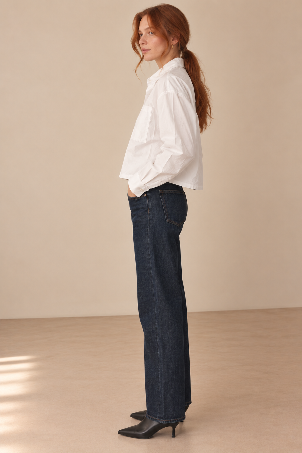 White Bronagh Cropped Button Up