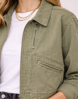Light Olive Vibe Check Jacket