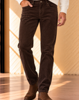 Dark Brown 5 Pocket Flex Terry Cords Athletic Fit