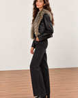 Black Lexi Long Sleeve Jacket Fur Trim