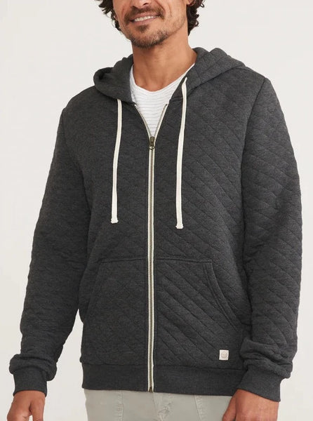 Dark Heather Grey Corbet Quilted Full Zip Hoodie