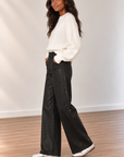 Matte Black Meg High Rise Fab AB Wide Leg