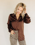 Espresso Harper Satin Blouse