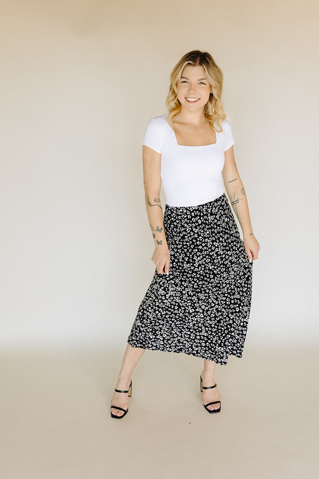 Black Floral Loretta Skirt