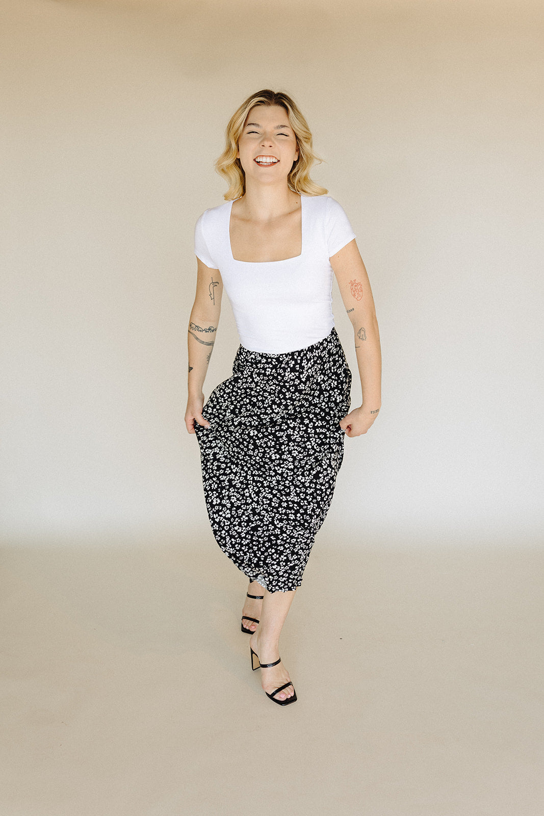 Black Floral Loretta Skirt