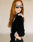 Black & Cream Alisha Knit Cardigan