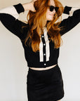 Black & Cream Alisha Knit Cardigan