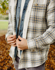 Natural/Blue Plaid Max Herringbone Overshirt