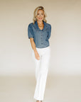 Optic White Meg High Rise Fab Ab Wide Leg Raw Hem