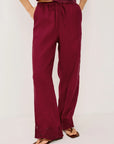 Berry Hibiscus Embroidery Emmie Pants