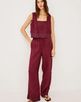 Berry Hibiscus Embroidery Emmie Pants
