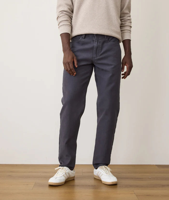 Faded Navy 5 Pocket Stretch Terry Pant - Slim Straight