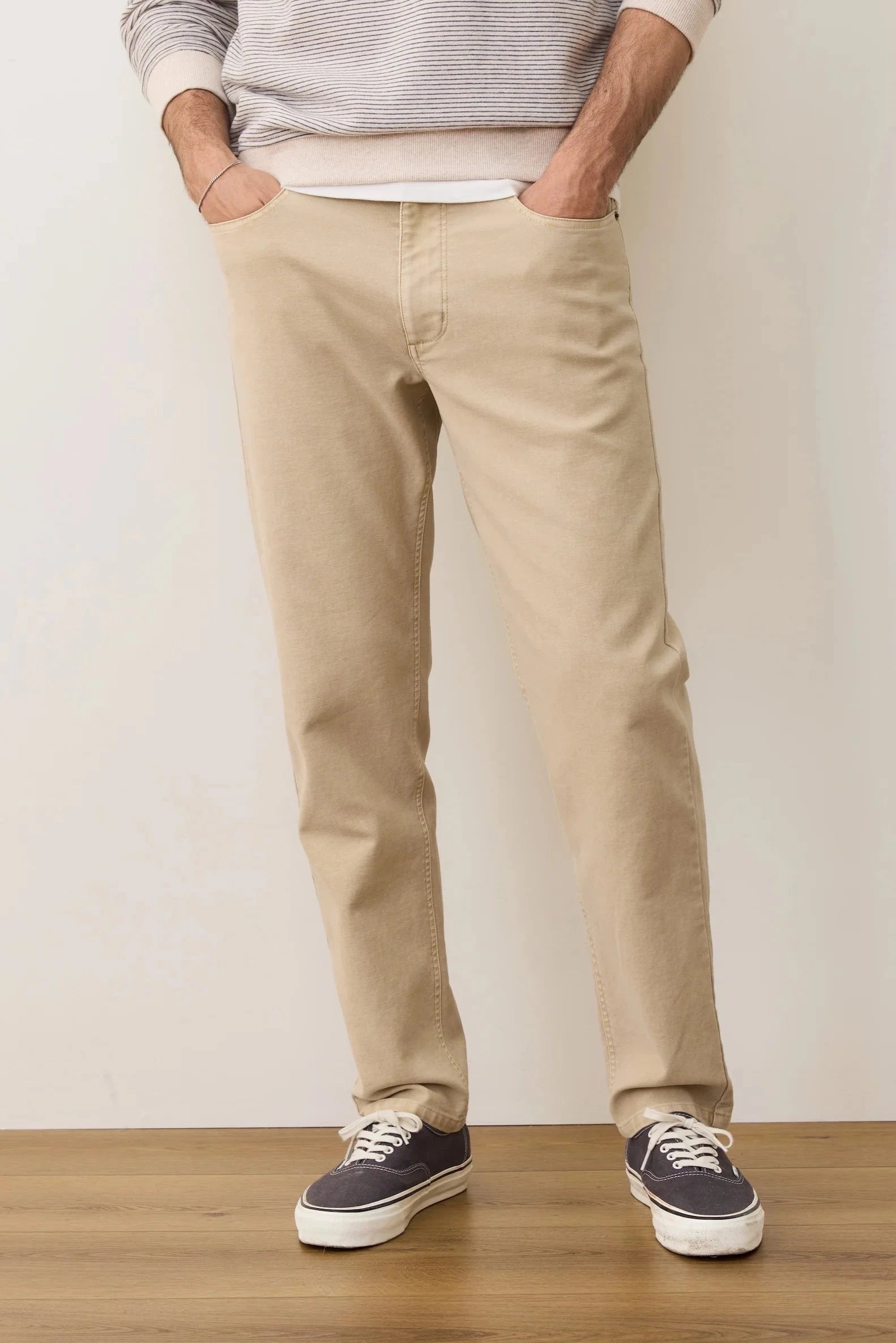 Khaki 5 Pocket Stretch Terry Pant - Slim Straight