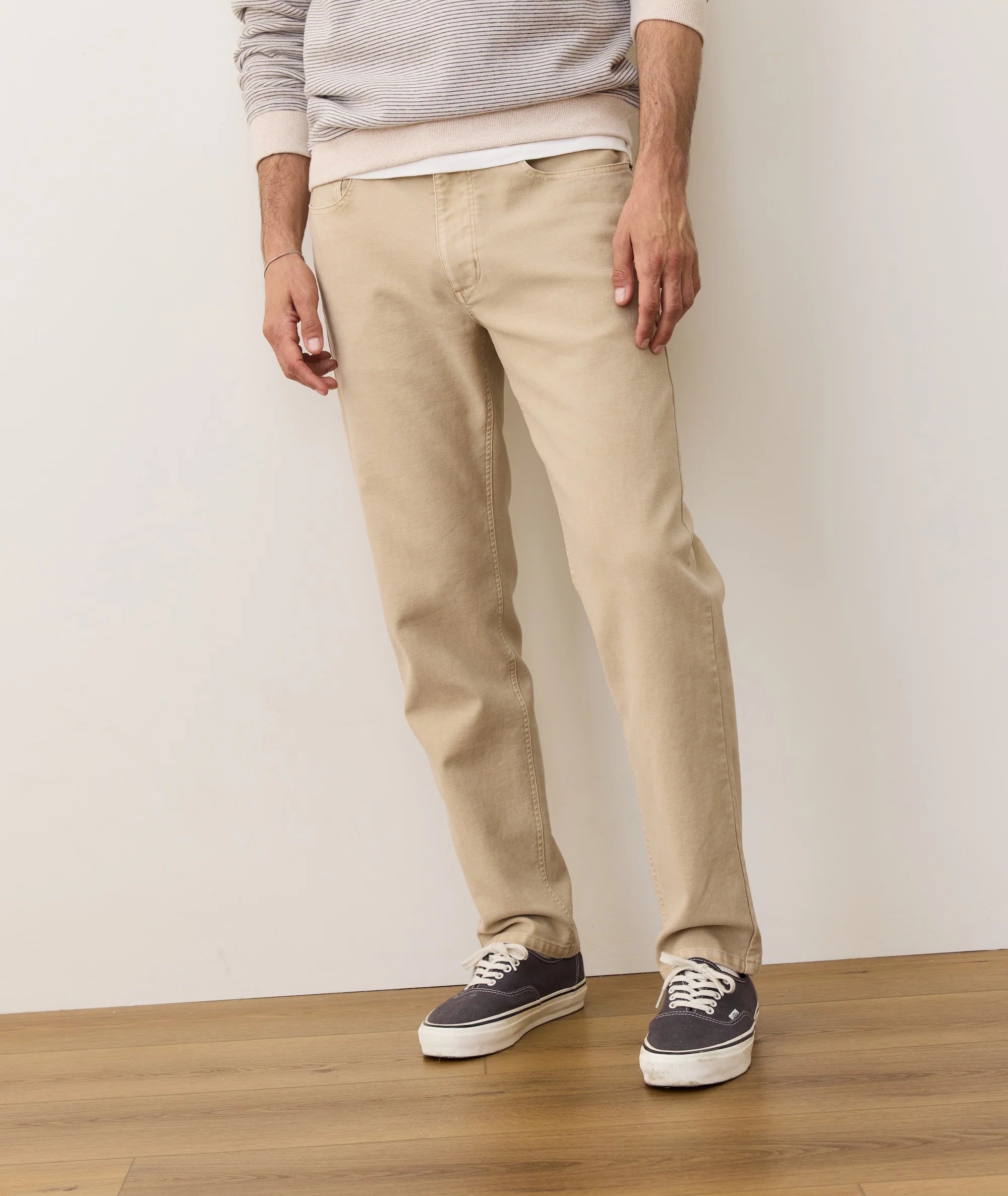Khaki 5 Pocket Stretch Terry Pant - Slim Straight