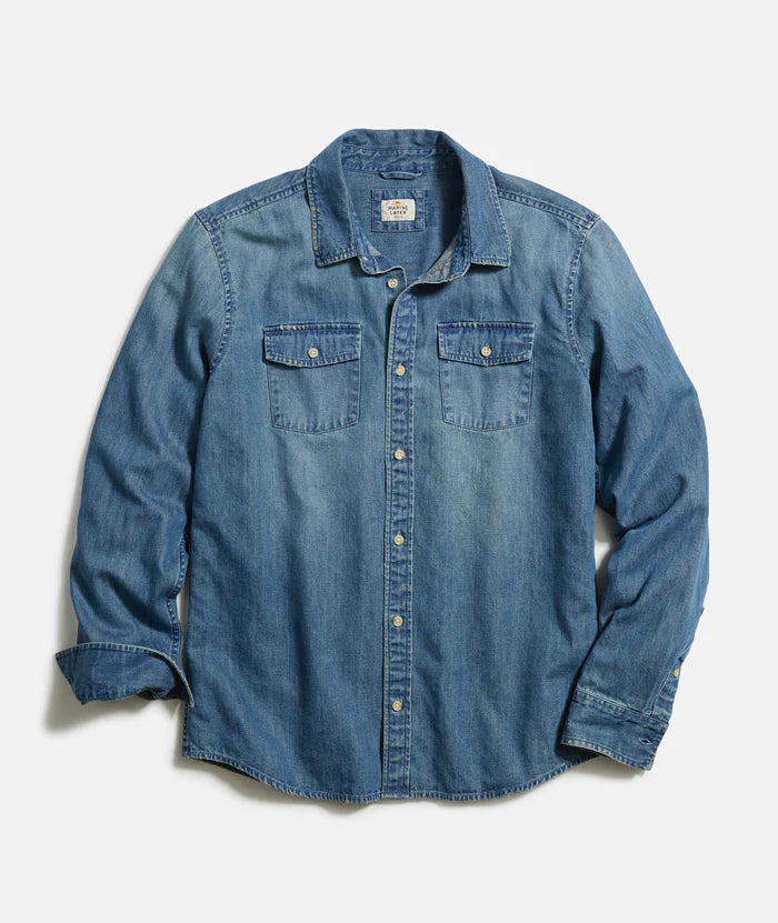 Blue Wash Longsleeve Denim Shirt Purpose Boutique