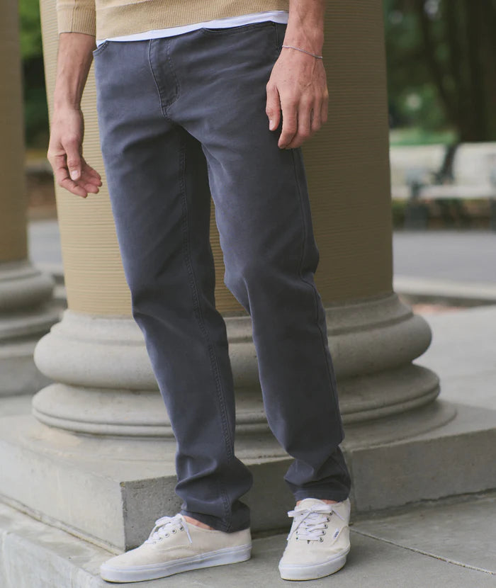 Faded Navy 5 Pocket Stretch Terry Pant - Slim Straight