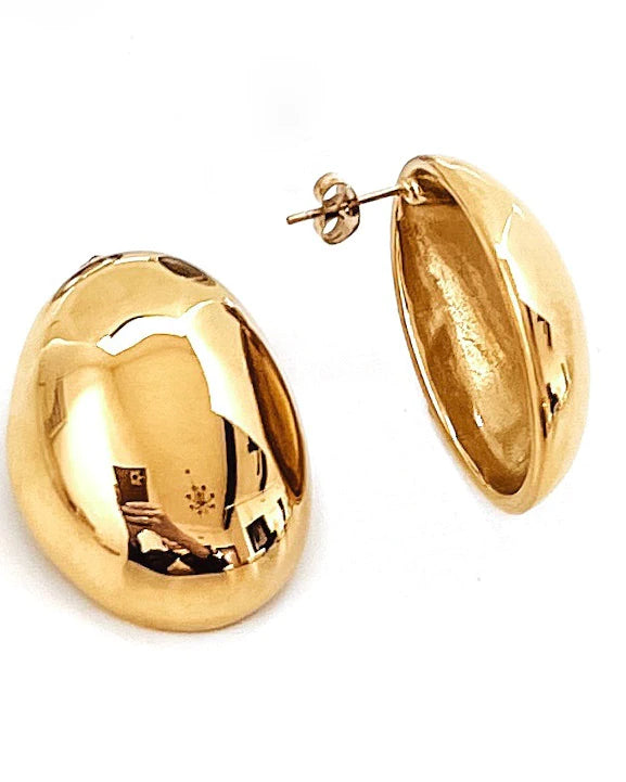 Gold Estafane Oval Statement Stud Earring