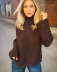 Chocolate Cherry Emerge Funnel Neck  Sweater