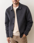 Navy & Taupe Luca Wool Jacket