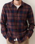 Navy & Burgundy Plaid Tahoe Flannel Shirt