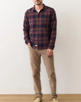 Navy & Burgundy Plaid Tahoe Flannel Shirt