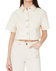 Stone Cropped Shacket Top