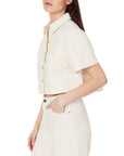Stone Cropped Shacket Top