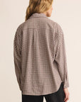 Chocolate Cherry River Plaid Button Up