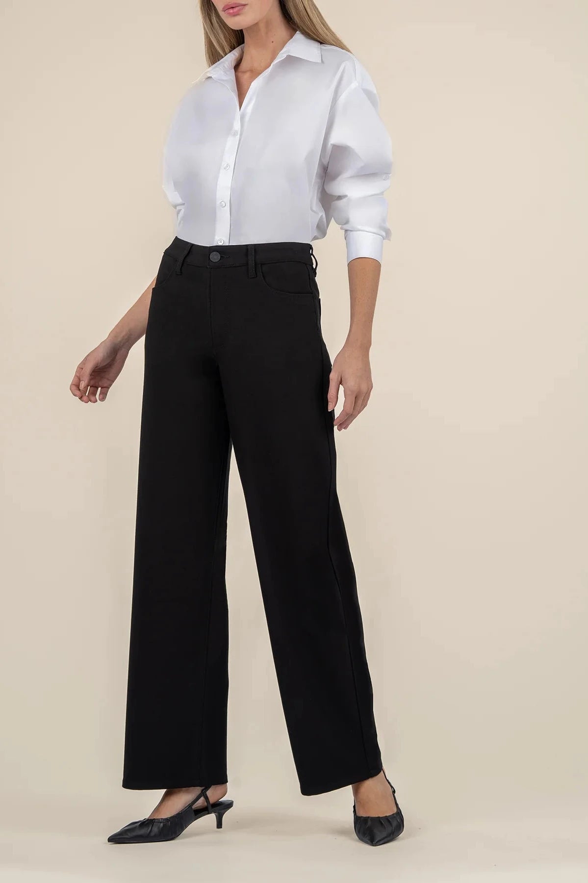 Black Jodi High Rise Wide Leg Pant