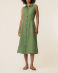 Olive Bowie Button Down Sleeveless Dress