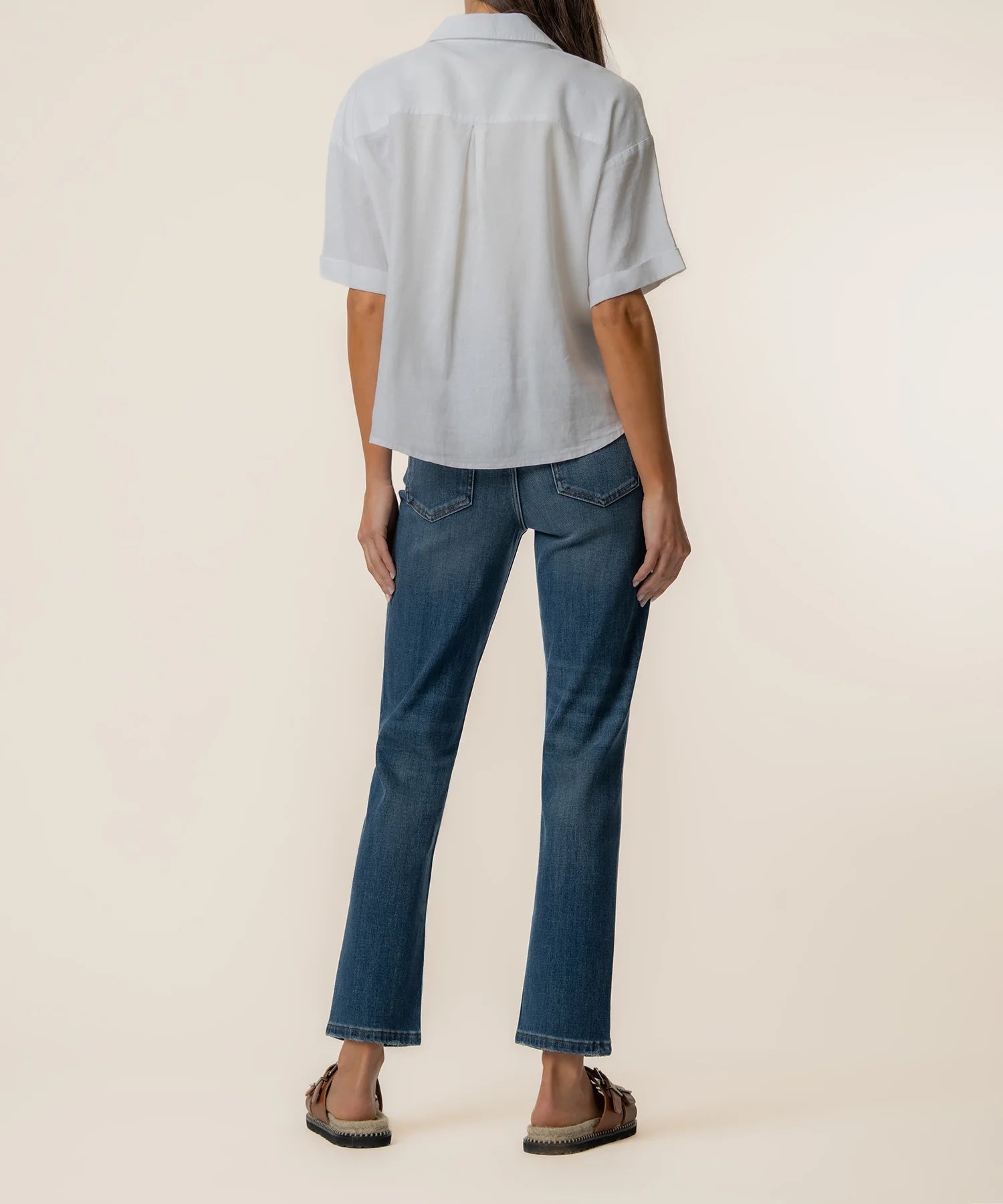 White Brianna Boxy Button Up
