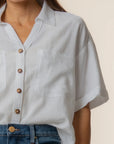 White Brianna Boxy Button Up