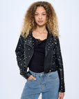 Black Midcrop Vessa Leather Jacket
