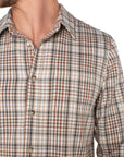 Khaki/Rust Mlt Men's L/S Button Up Shirt