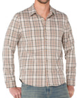 Khaki/Rust Mlt Men's L/S Button Up Shirt