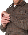 Tpe/Blk/Rst Mlt Men's Knit L/S Button Up Shirt