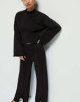 Jet Black Loncoln Front Slit Knit Pant