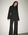 Jet Black Loncoln Front Slit Knit Pant