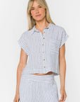 Washed Blue Lucky Stripe Top