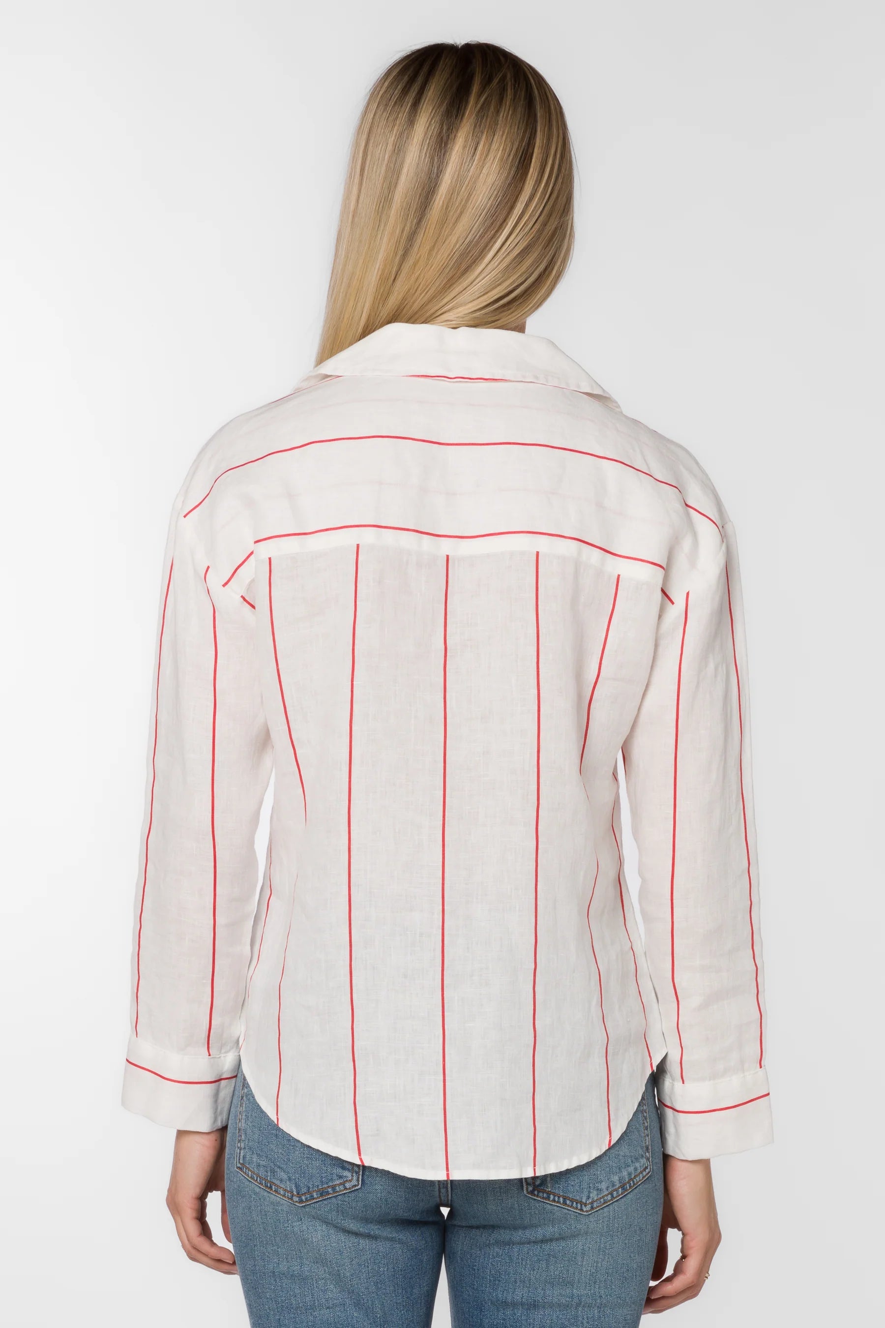 White Red Stripe Lyla Blouse