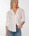 White Red Stripe Lyla Blouse