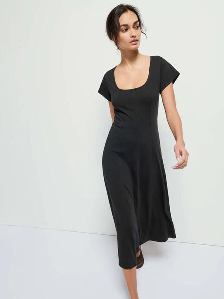 Jet Black Mariana Round Neck Dress