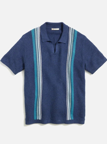 Navy Blue Stripe Conrad Sweater Polo
