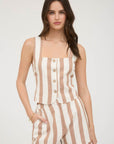 Brown Stripe Braylee Linen Top