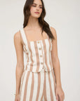 Brown Stripe Braylee Linen Top