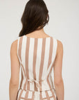 Brown Stripe Braylee Linen Top