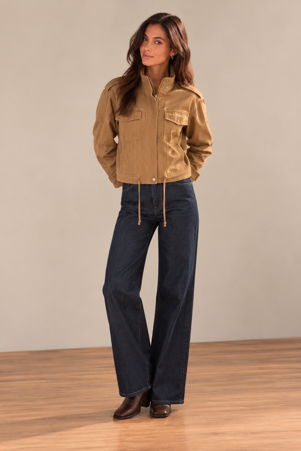 Khaki Brooklyn Drawstrings Jacket