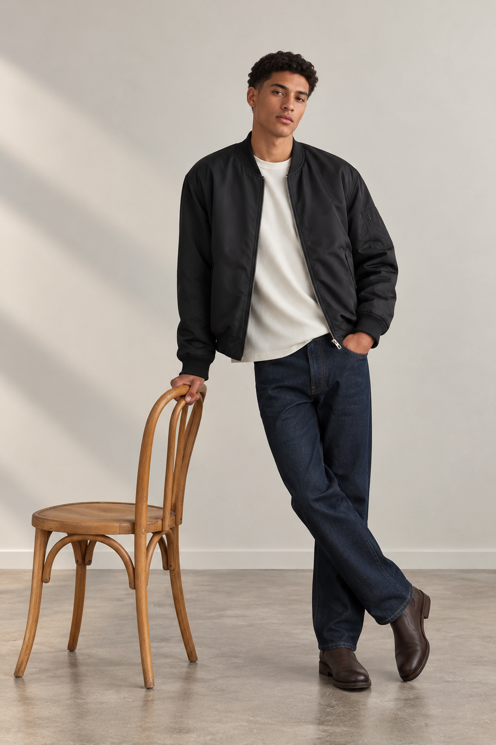 Black &amp; Olive Reversible Bomber Jacket