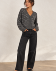 Heather Grey Rhinestone Argyle Sweater